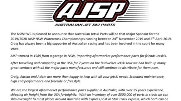 Australian Jetski Parts will be the Major Sponsor for the 2019/2020 Season! Australian Jetski Parts will be the Major Sponsor for the 2019/2020 Season!